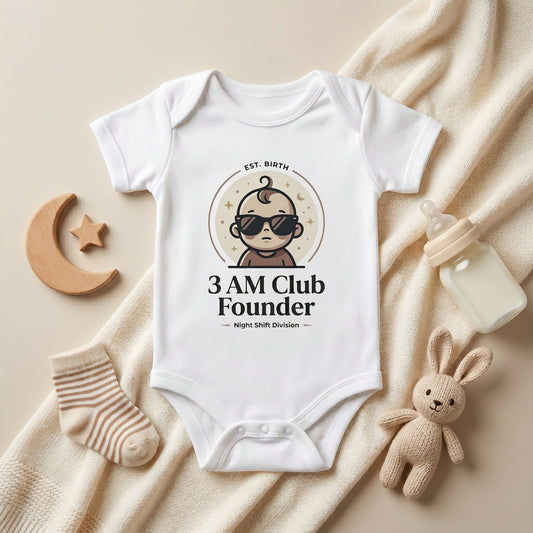 The 3 AM Club Founder Premium Organic Baby Onesie