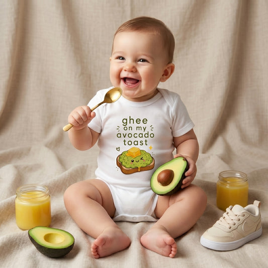 Ghee On My Avocado Toast Aesthetic Modern Baby Onesie