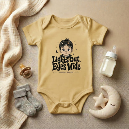 Lights Out Eyes Wide Aesthetic Streetwear Baby Onesie