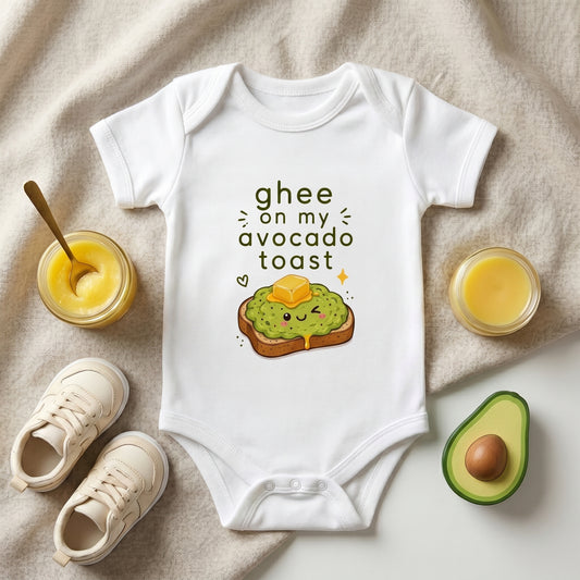 Ghee On My Avocado Toast Aesthetic Modern Baby Onesie